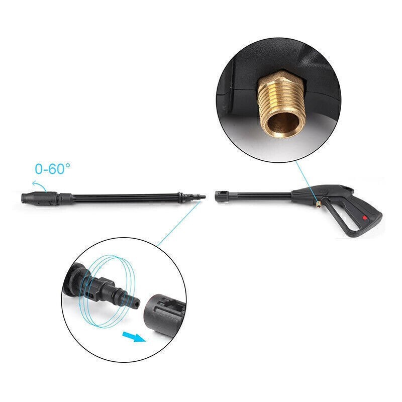 High Pressure Car Power Washer Gun Spray Wand Lance Nozzle and 16.4FT hose kit