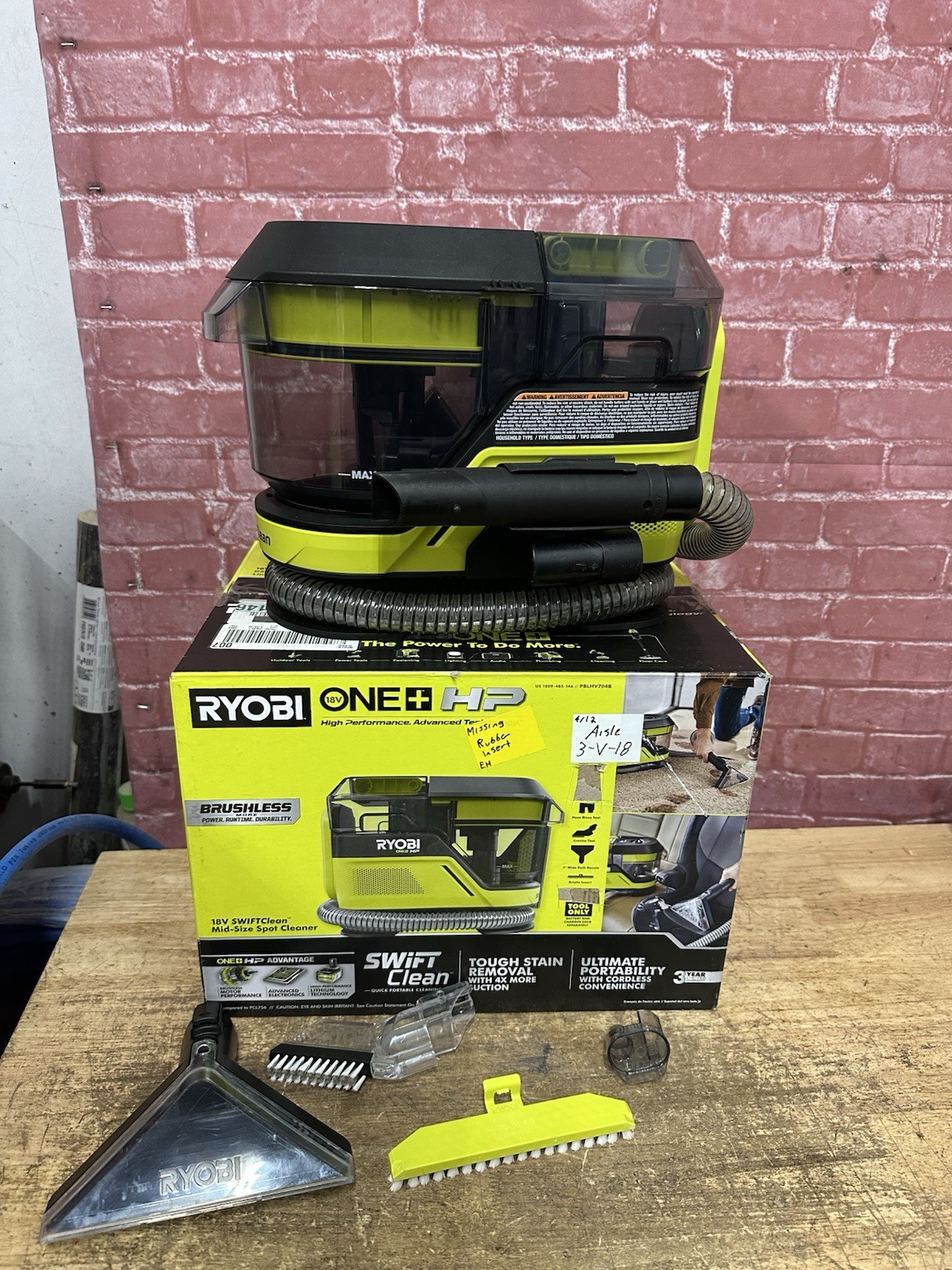 RYOBI HP 18V Brushless SWIFTClean Mid-Size Spot Cleaner(Tool Only)USED PBLHV704