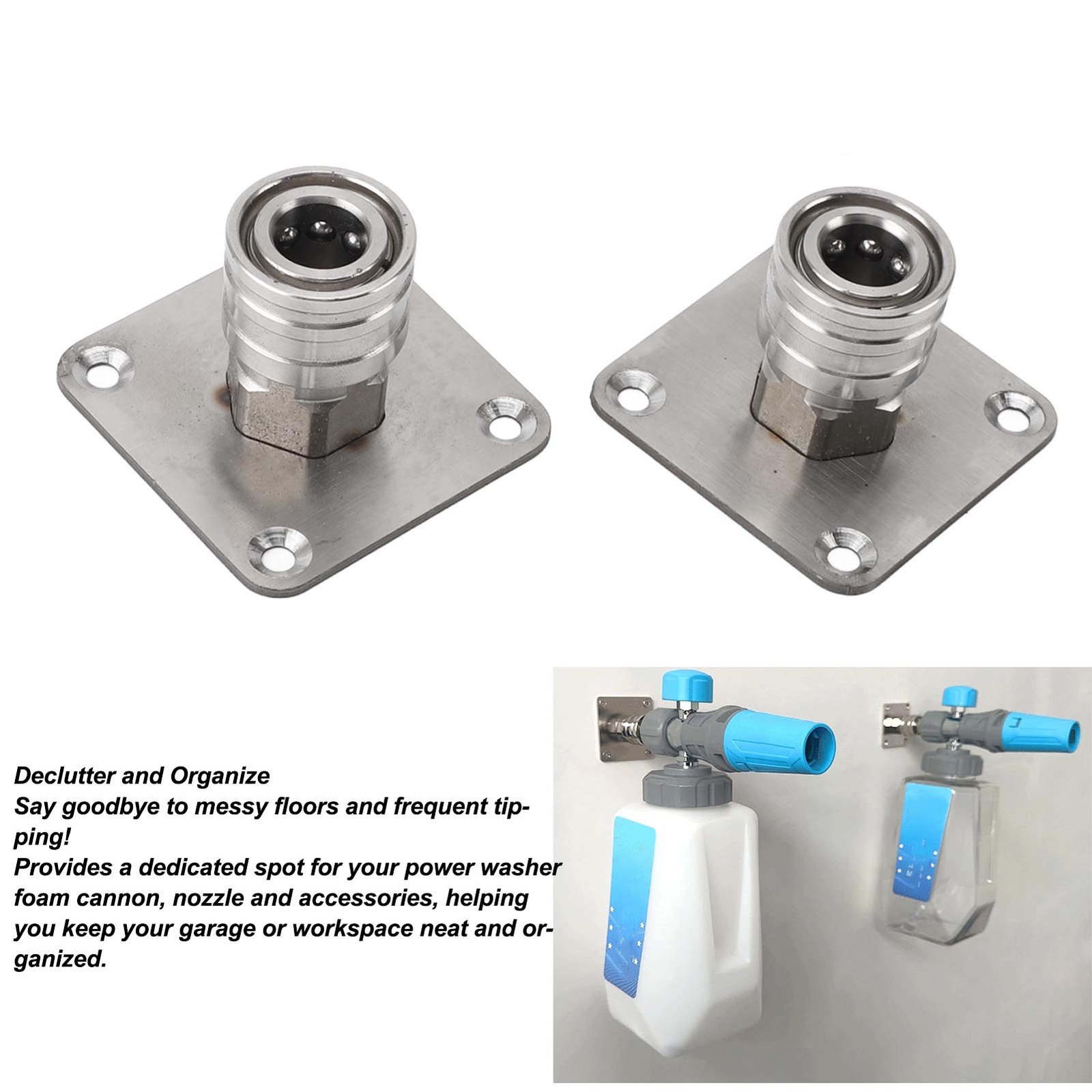 2 Pcs Pressure Washer Foam Cannon Holder Stainless Steel Wall Mount Recommended