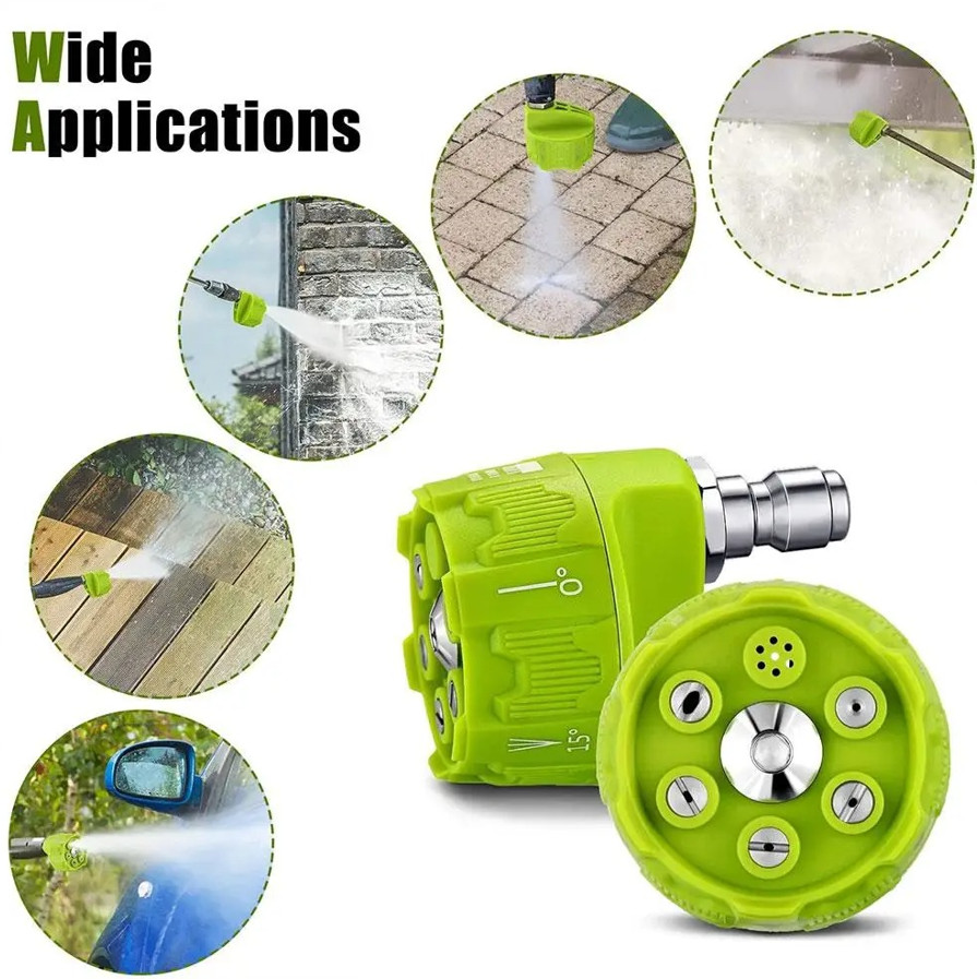 1pcs High Pressure Washer Nozzle 6-in-1 Adjustable Spray Tip 4000PSI – NEW