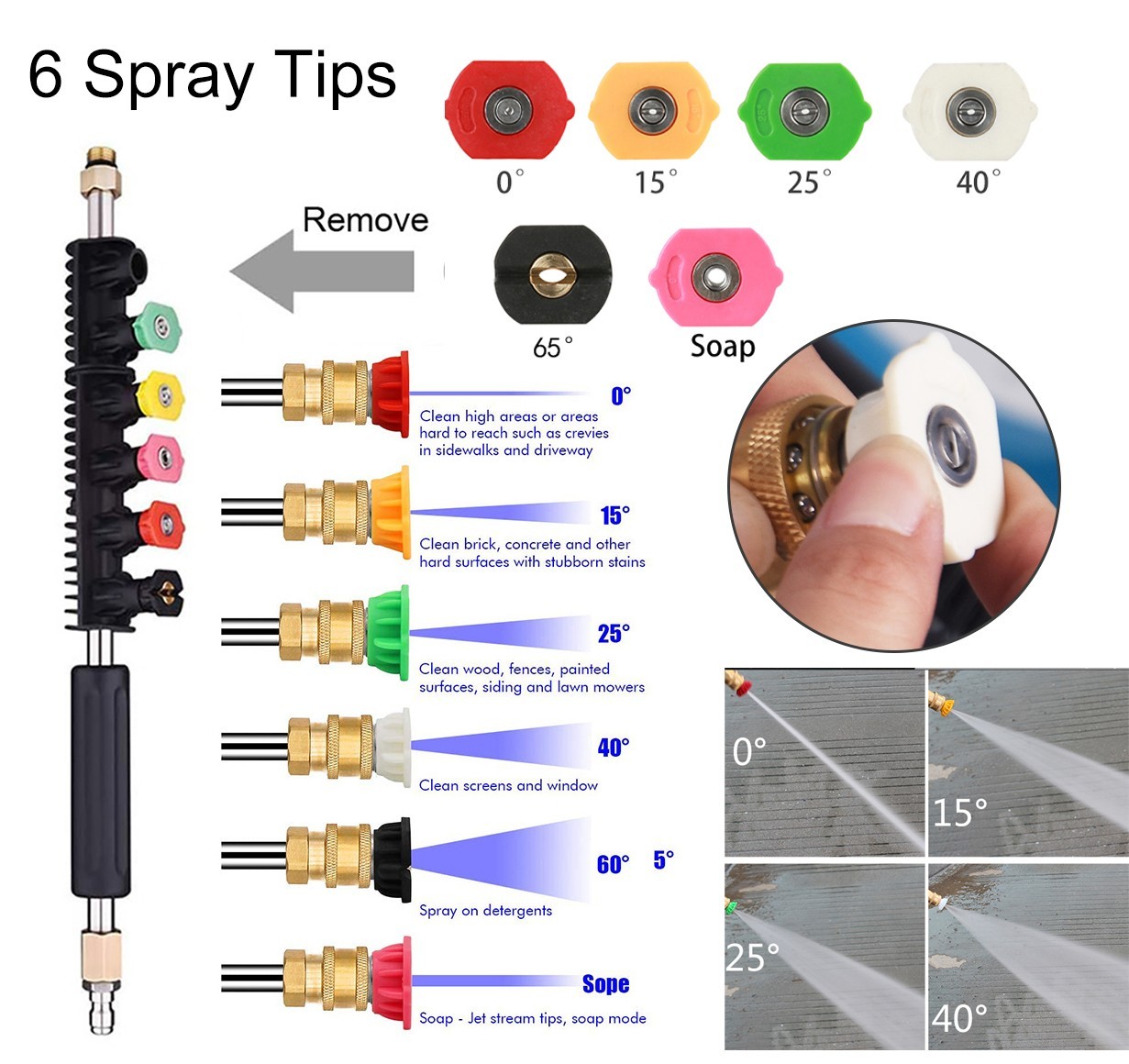 97″ Pressure Washer Extension Wand Power Lance Spray Gun Nozzle 4000PSI 25Pc