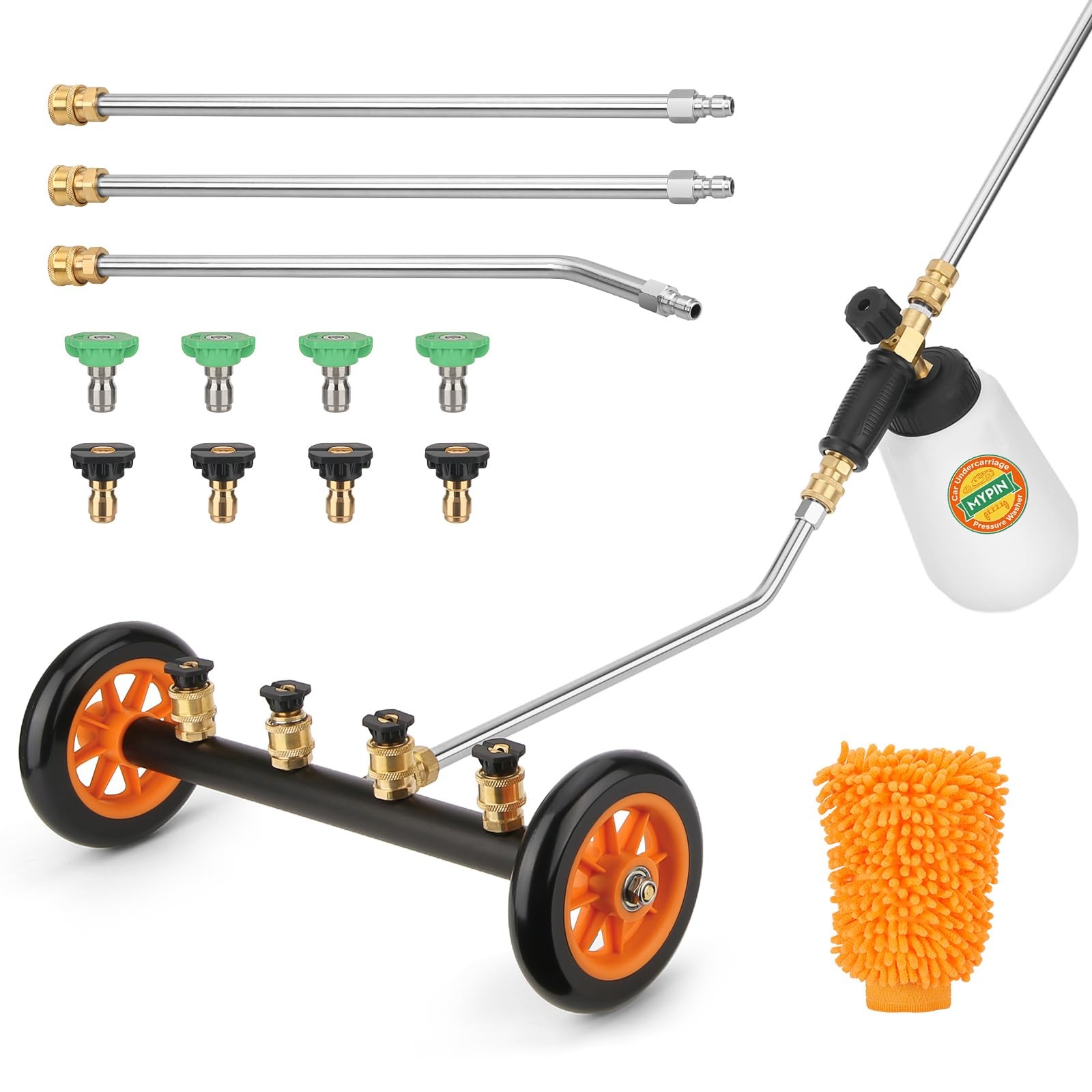 2-in-1 Undercarriage Pressure Washer Water Broom with Replaceable Nozzle, 16 …