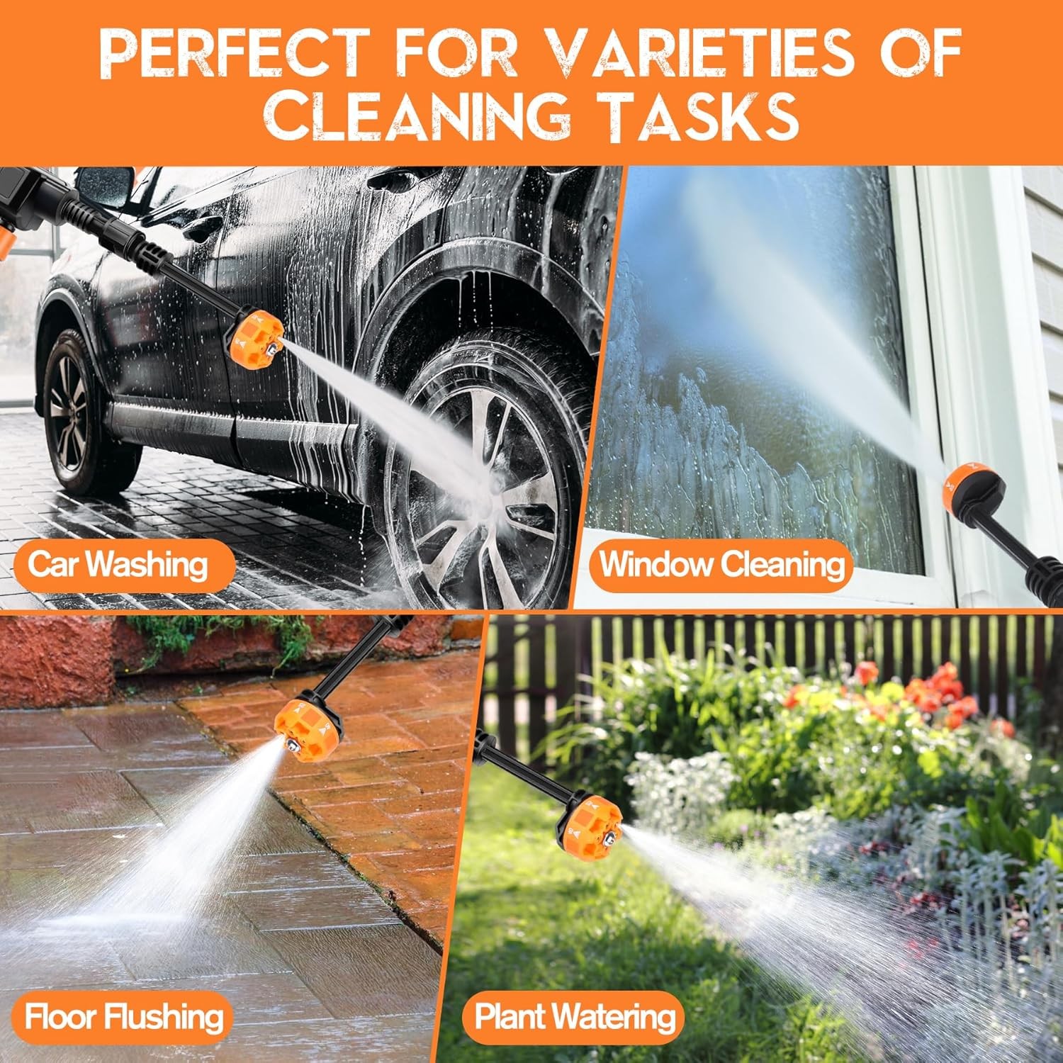 High Pressure Car Power Washer Gun Spray Wand Lance Nozzle and Hose Kit+2 Batter