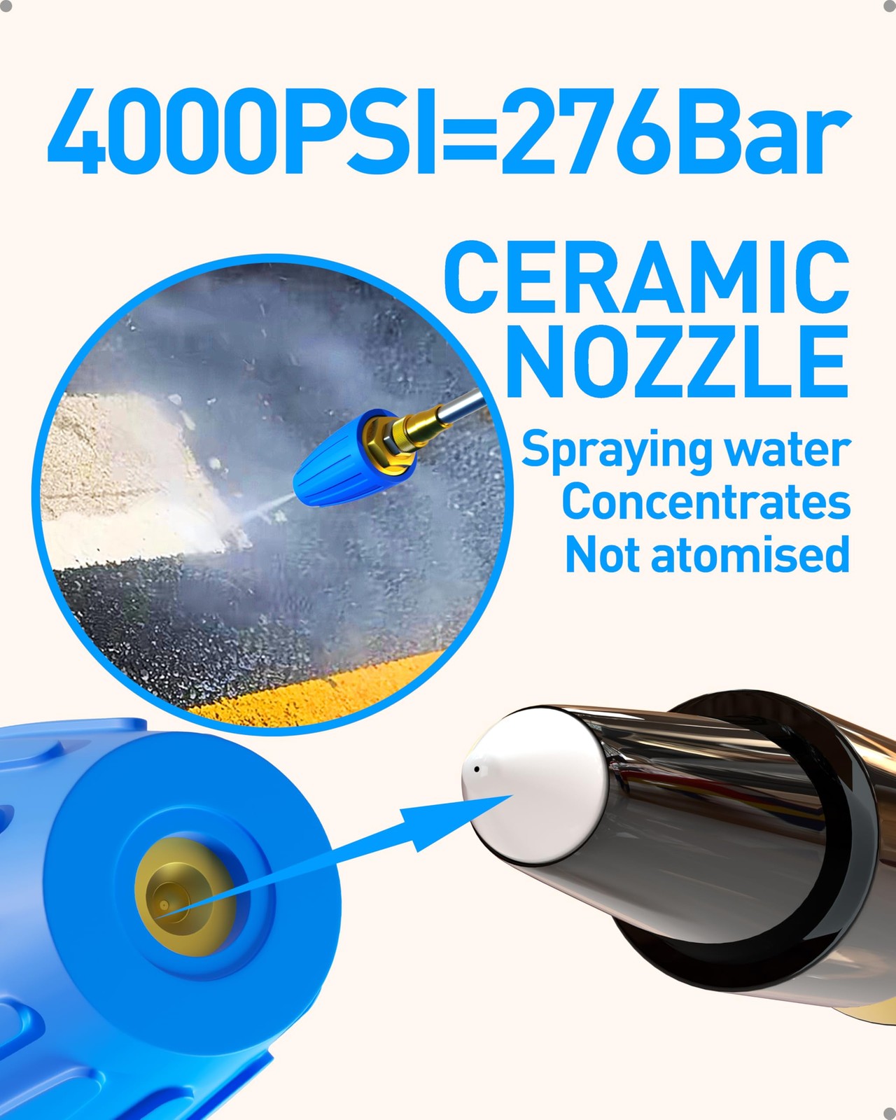 4000 PSI Rotating Turbo Nozzle Pressure Washer Tips, Power Washer , 1/4 Quick…
