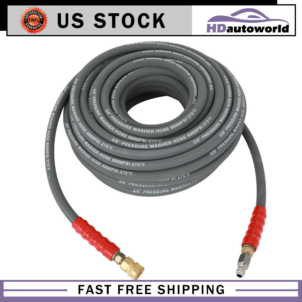 Non-Marking 2-Braid R2 Hot Water Pressure Washer Hose 3/8″ x 100ft 6000psi