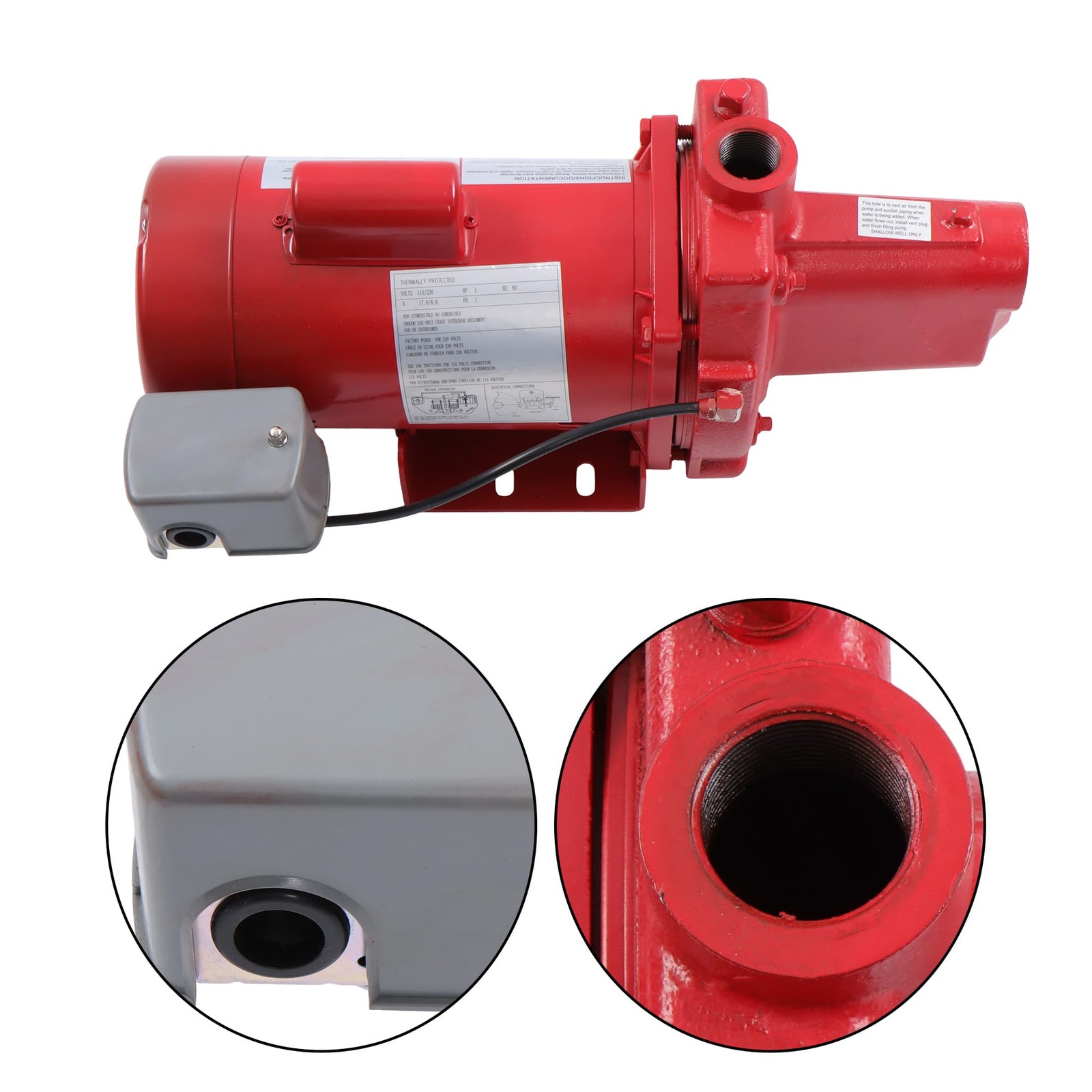 Cast Iron Shallow Well Jet Pump 1 HP 23 GPM 115/230 Volt for Irrigation 602208