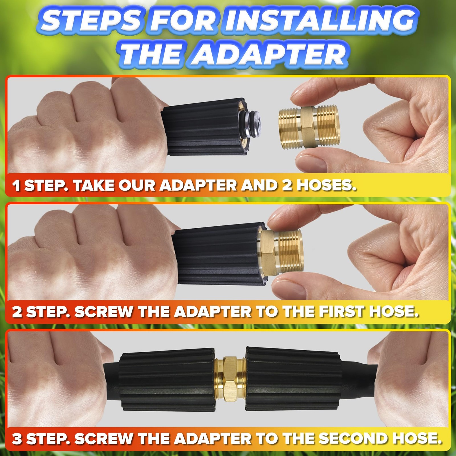 Male to Hose Adapter M22 14mm Quick Connect 4500 PSI Brass