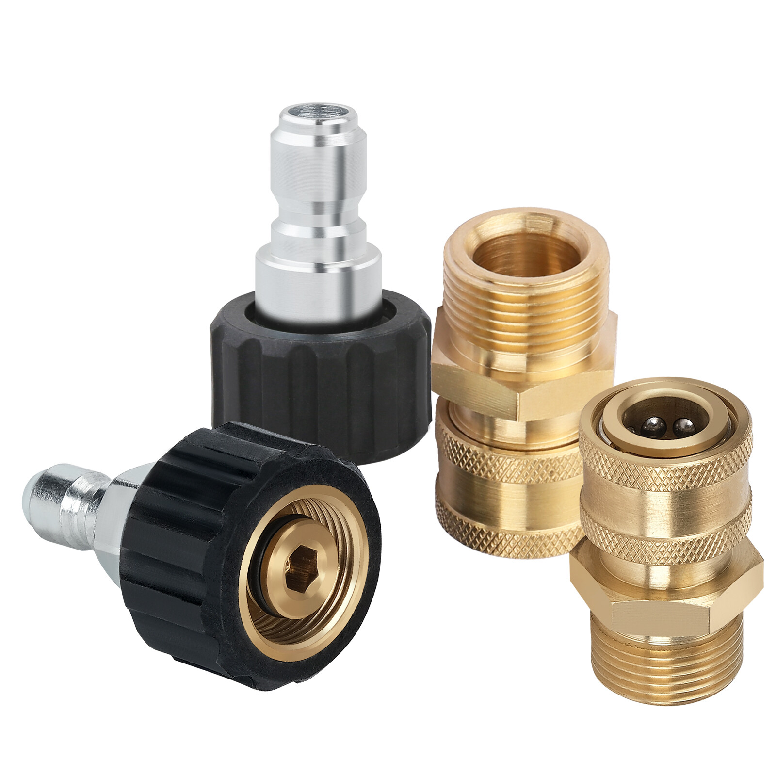 High Pressure Washer Adapter Set Quick Connector M22 (M22-14MM) to 3/8” & 1/4”