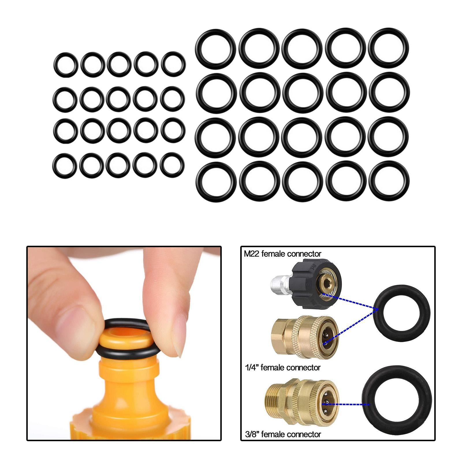 40Pcs O Ring Set Seal Rings 1/4 M22 3/8 Quick Connector Pressure Washer Gasket