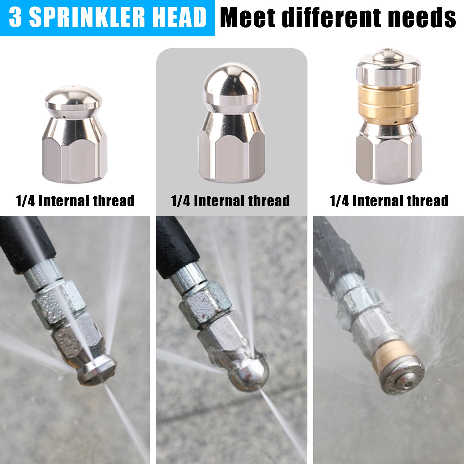 20FT Sewer Jetter Nozzles Kit Drain Cleaning Hose for Pressure Washer 5800PSI US