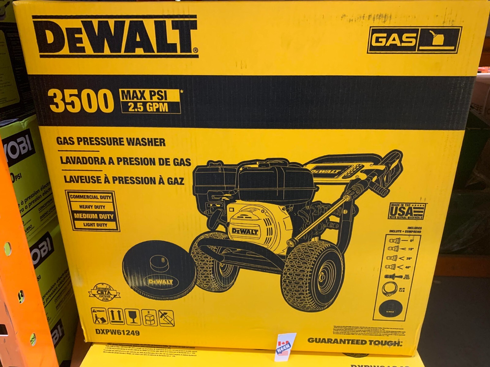 Dewalt CANADA 3500 PSI 2.5 GPM GAS Pressure Washer