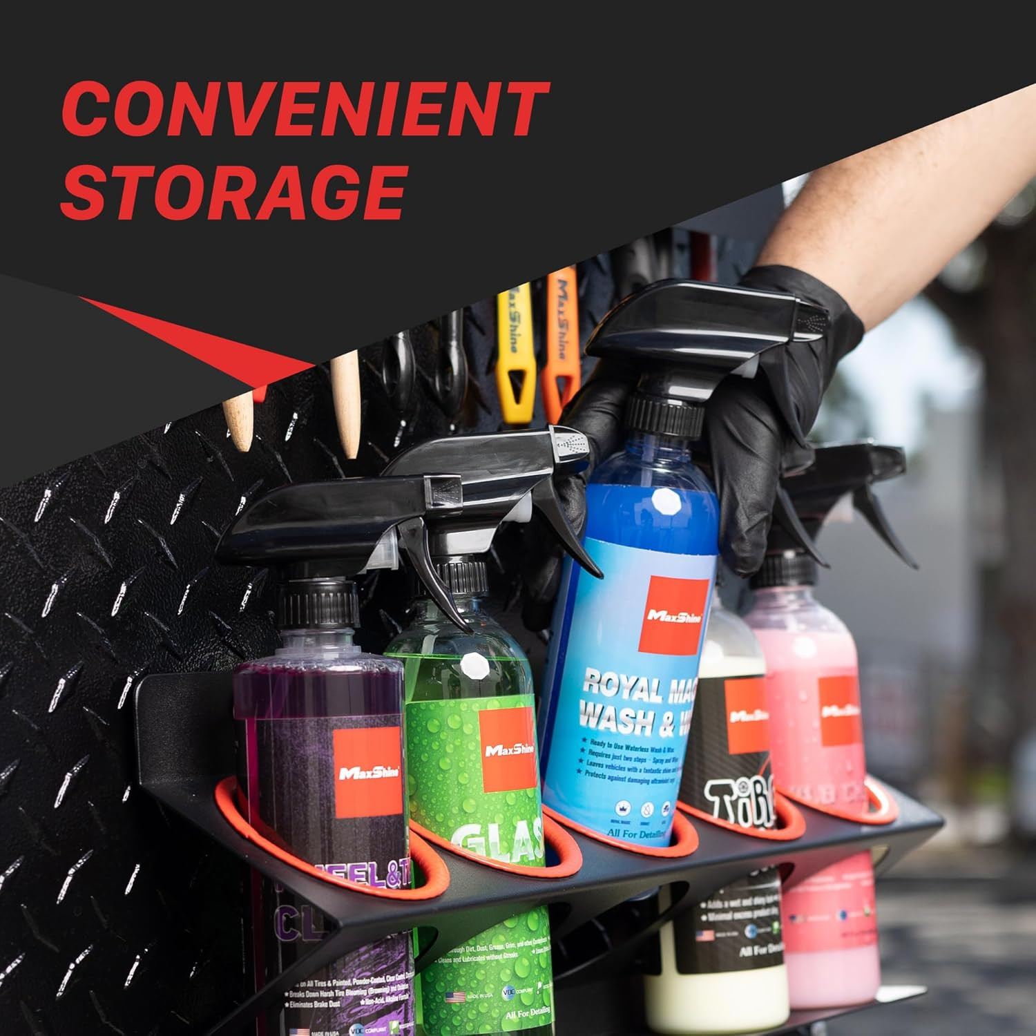 Universal Detailing Spray Bottle Holder – Mobile Detailing & Car Garage Organize