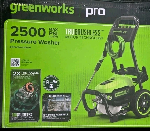 Greenworks 2500-PSI 2-GPM Cold Water Electric Pressure washer with 5 Spray Tips