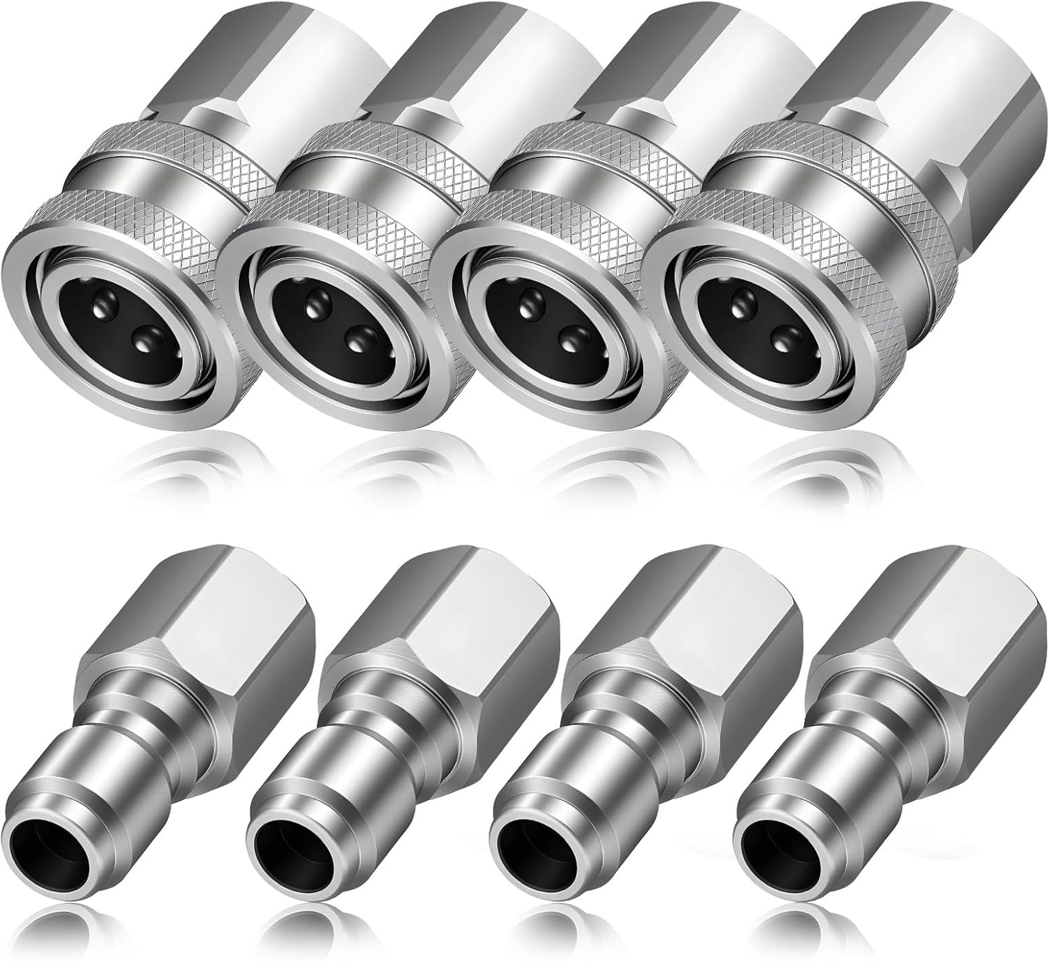 8Pcs NPT 3/8 Inch Stainless Steel Male & Female Quick Connector Kit Pressure