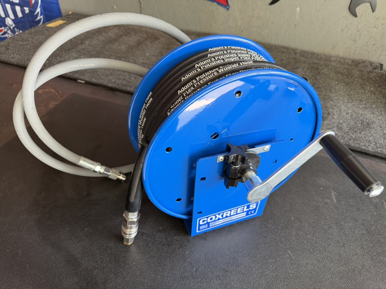 Coxreel with Adam’s 100ft Super Flex pressure washer Hose and reel