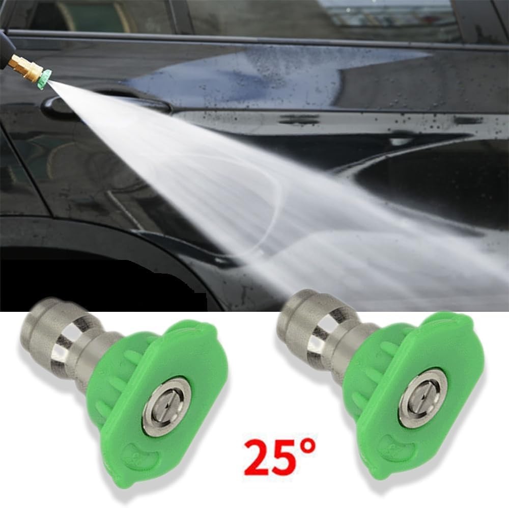 25 Degree Pressure Washer Spray Nozzle Tips 5-Pack 1/4 Quick Connect Stainless
