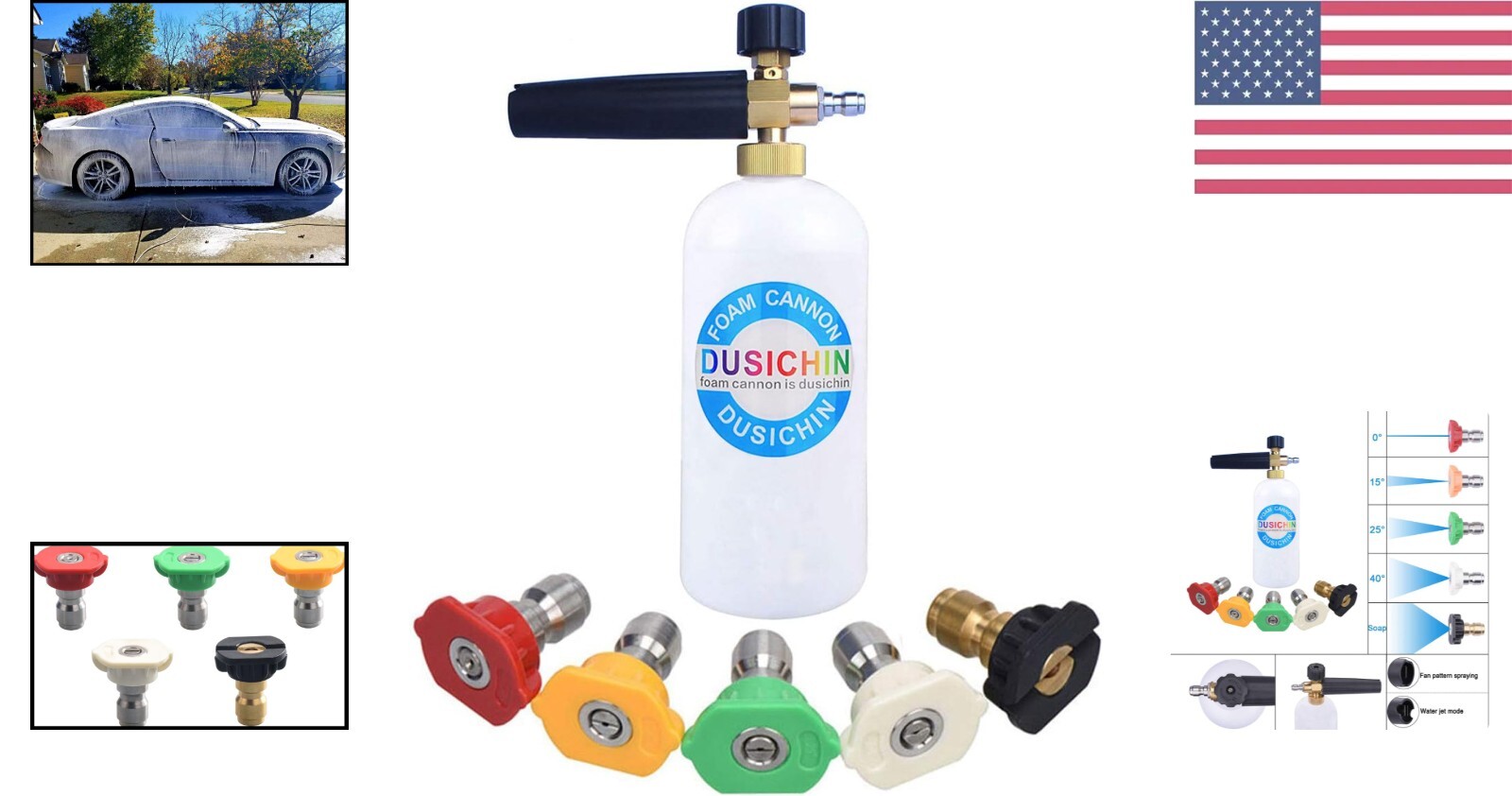 Snow Foam Lance Foam Cannon – Adjustable Jet Wash – Quick Release – 5 Nozzles