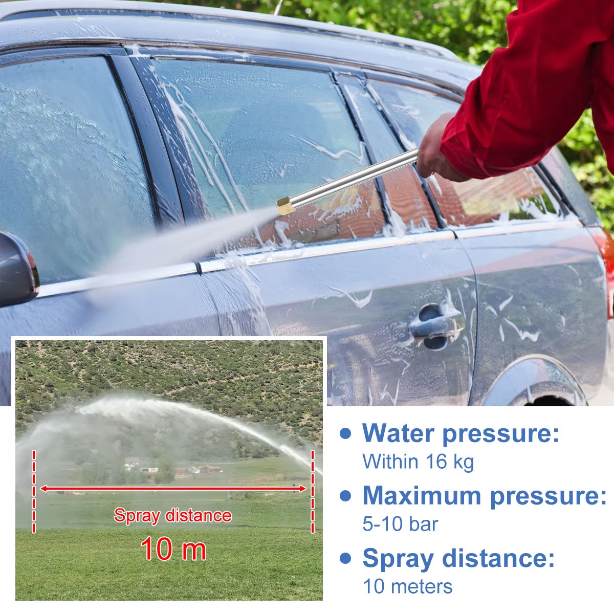 High Pressure Washer Gun with Flexible Extension Wand Hose Nozzle Cleaning Kit
