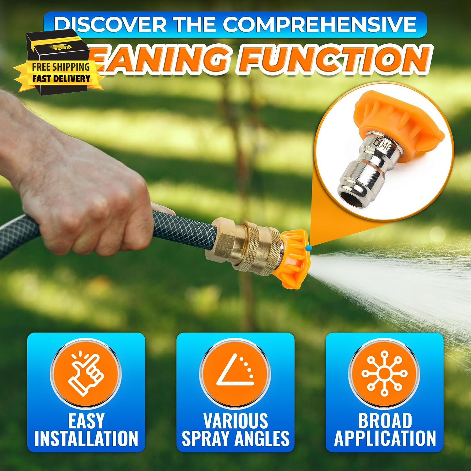 Pressure Washer Tips Set of 5 – Quick-Connect Foam Sprayer, Rust-Resistant & Ant