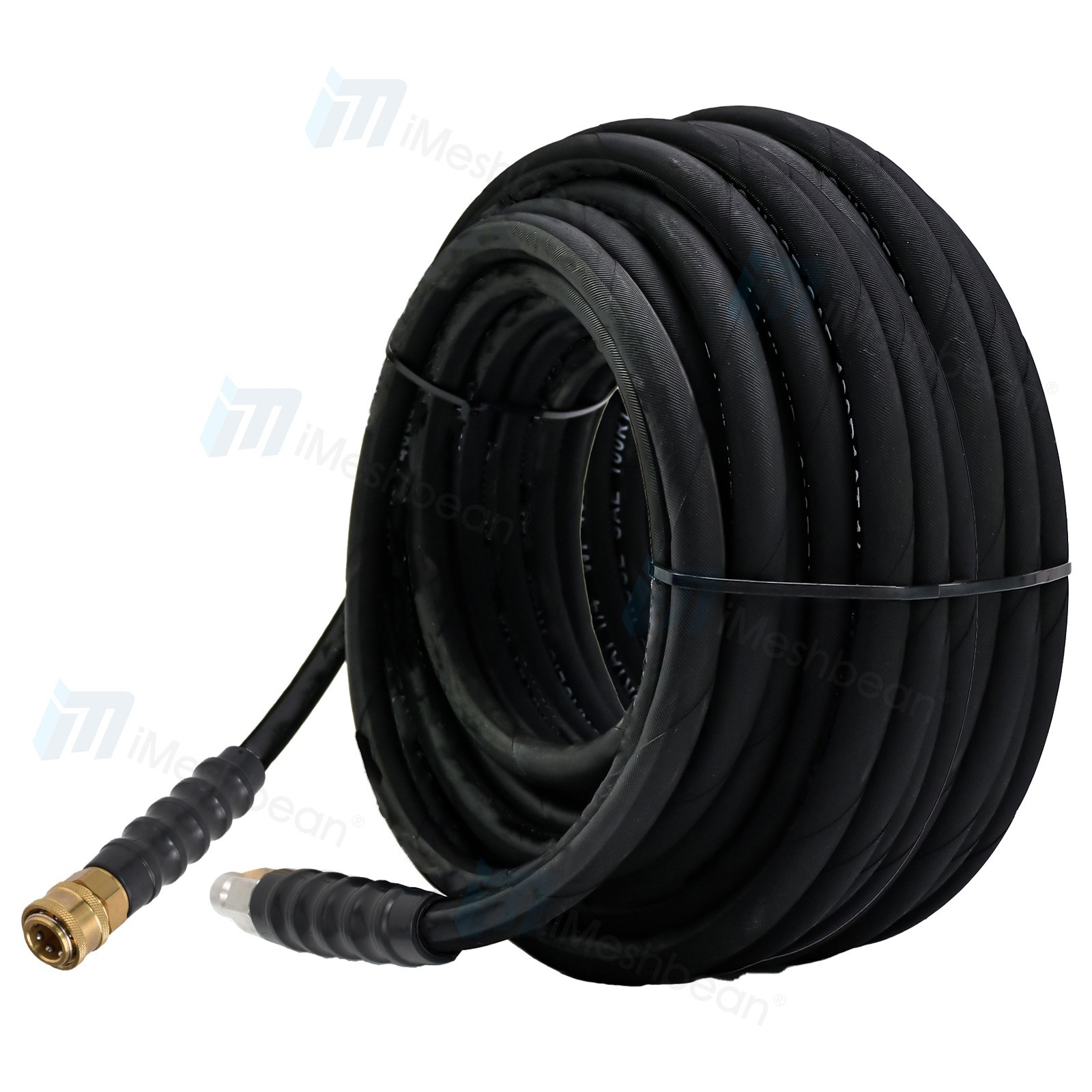 100ft Pressure Washer Hose 4000 PSI Non-Marking Gray With Couplers 275F 3/8″
