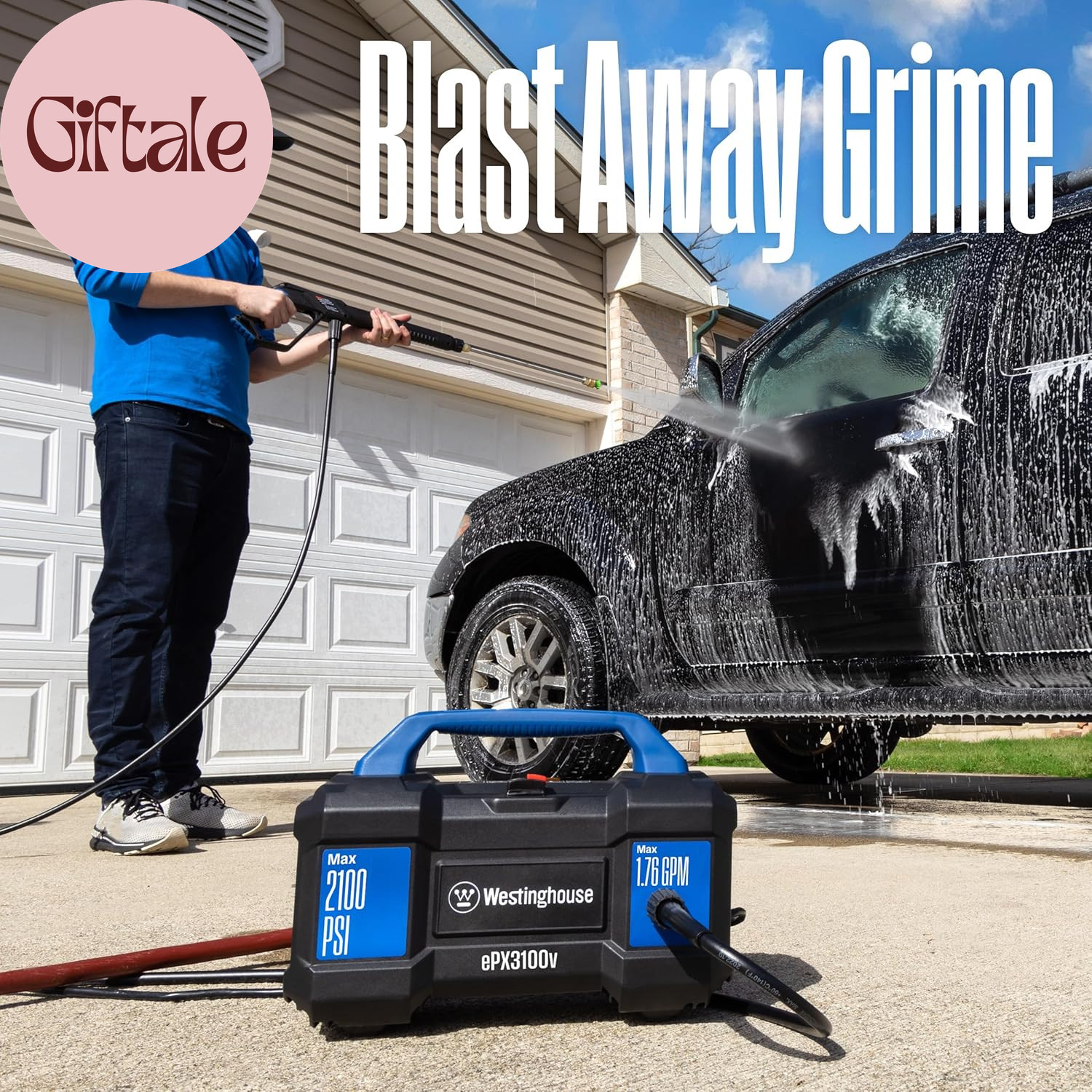 Epx3100V Electric Pressure Washer, 2100 Max PSI 1.76 Max GPM, Built-In Carry Han