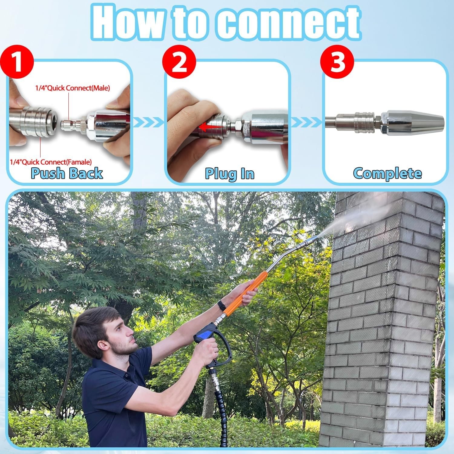 Pressure Washer Turbo Nozzle，360° Rotating Pressure Washer Nozzle with 5 Spra…