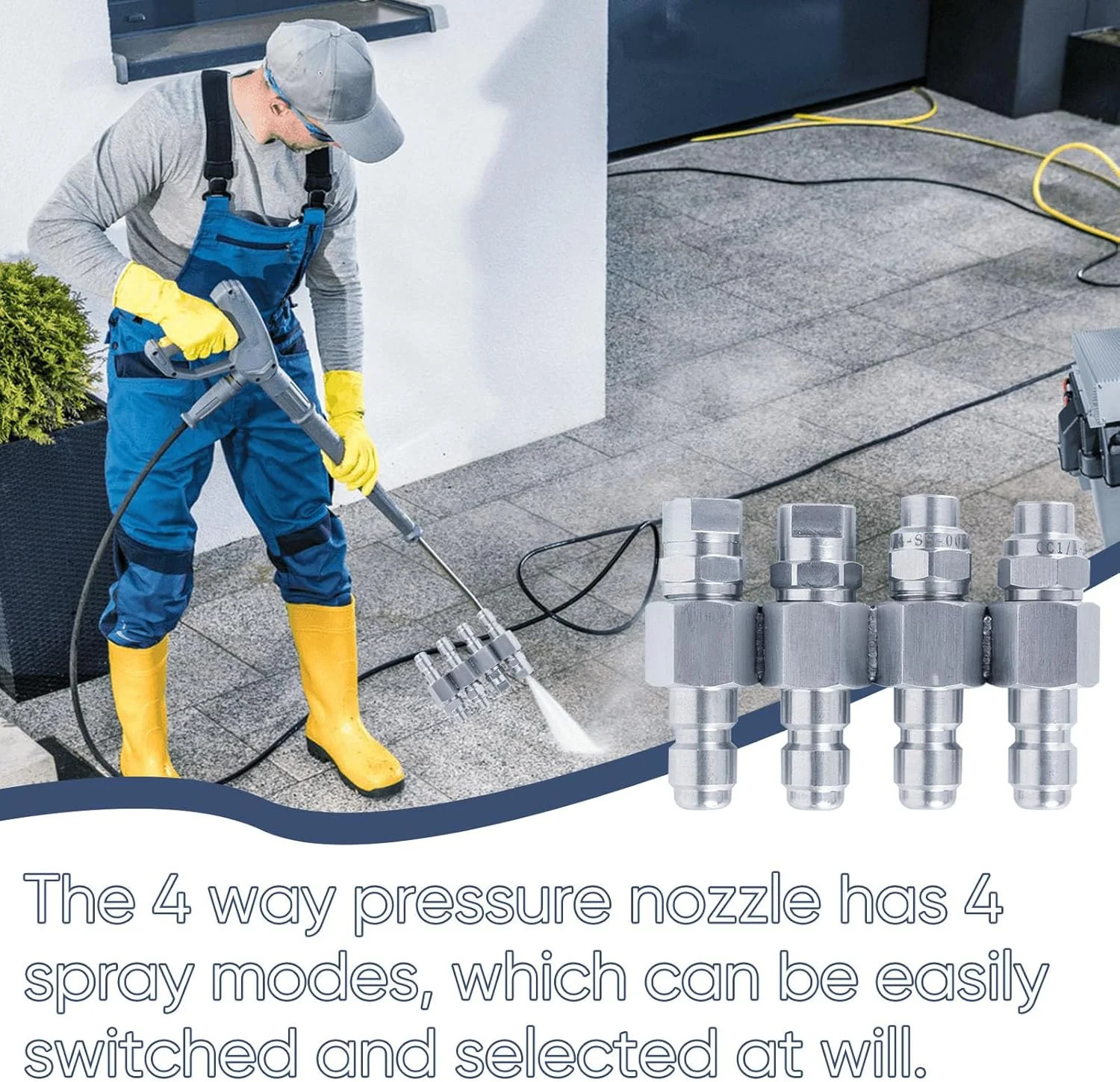 Pressure Washer Nozzle 4 GPM, Jrod Washing Nozzle 4 Way Tip Holder for Soft Wash