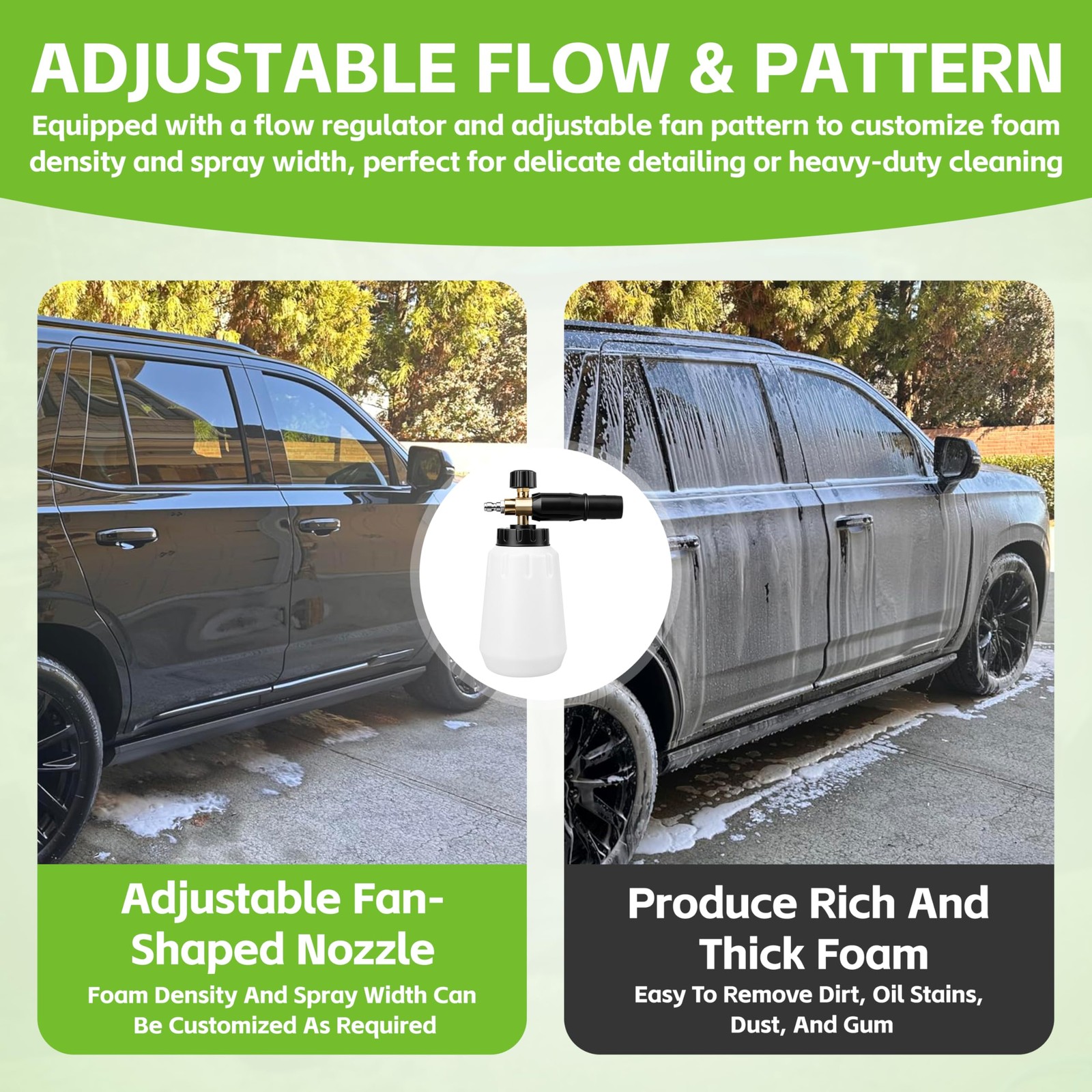 Foam Cannon for Greenworks Pressure Washer – 3700 PSI, 1L Large Bottle, 1/4″ …