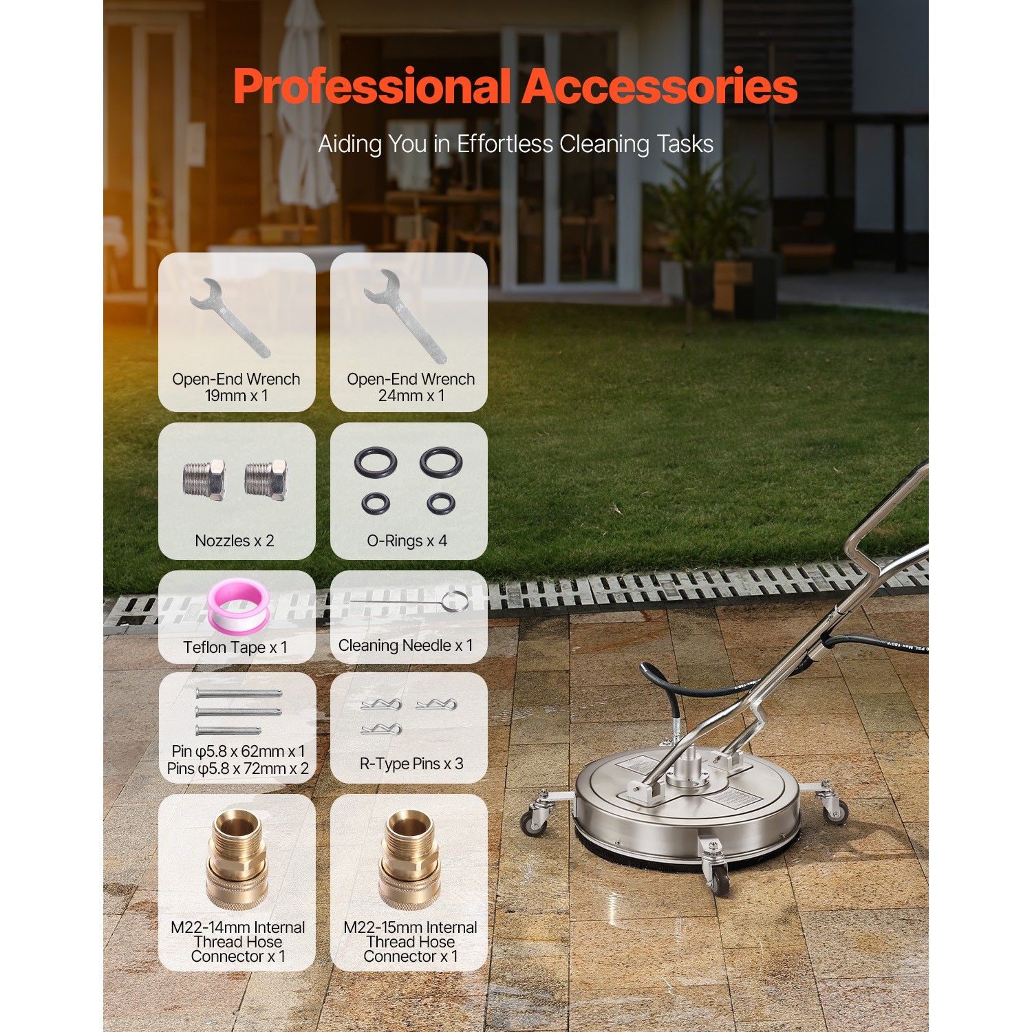 Uimoso 21″ Pressure Washer Surface Cleaner 4 Wheels Dual Handle 4500 Max PSI