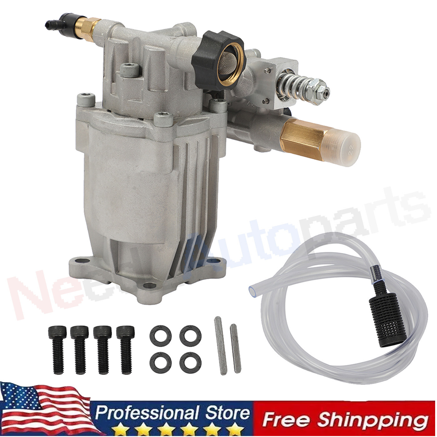 90028 Horizontal Axial Cam Pressure Washer Pump Kit, 3300 PSI, 2.4 GPM, 3/4″ Sha