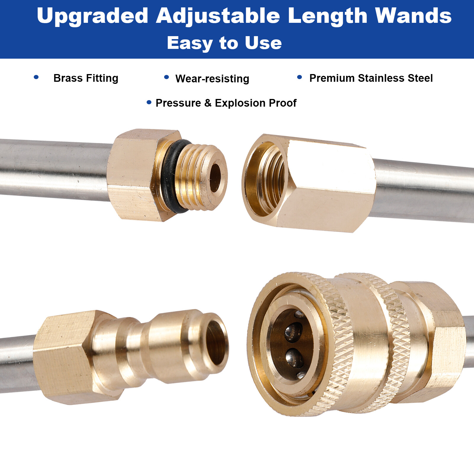 Pressure Washer Extension Wand Lance 6 Spray Nozzle Tip 30° 90° 120° Rod 4000PSI