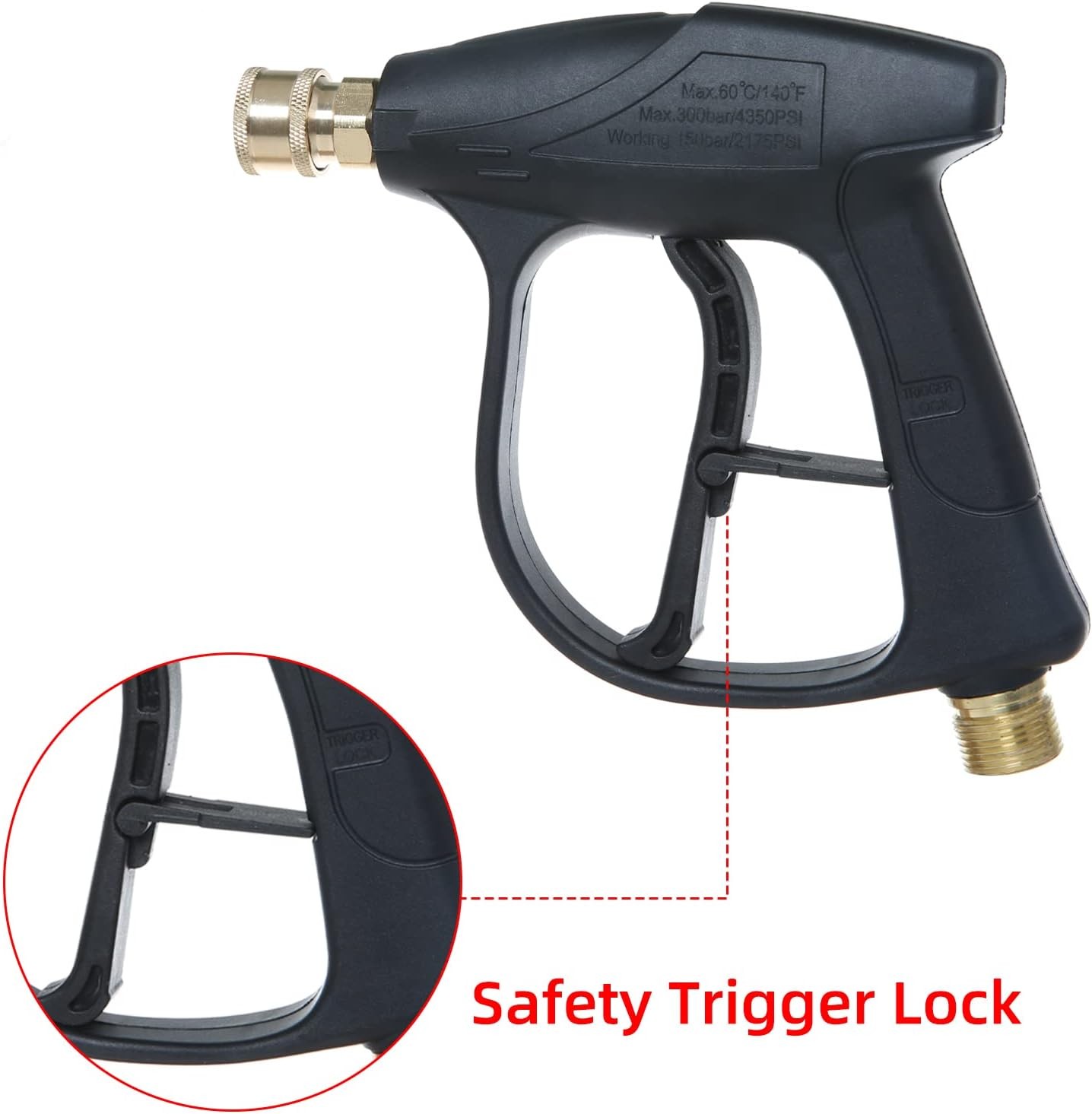 1/4″ High Pressure Washer Gun 4350 PSI Car Wash Foam Spray w/ M22-14mm Connector
