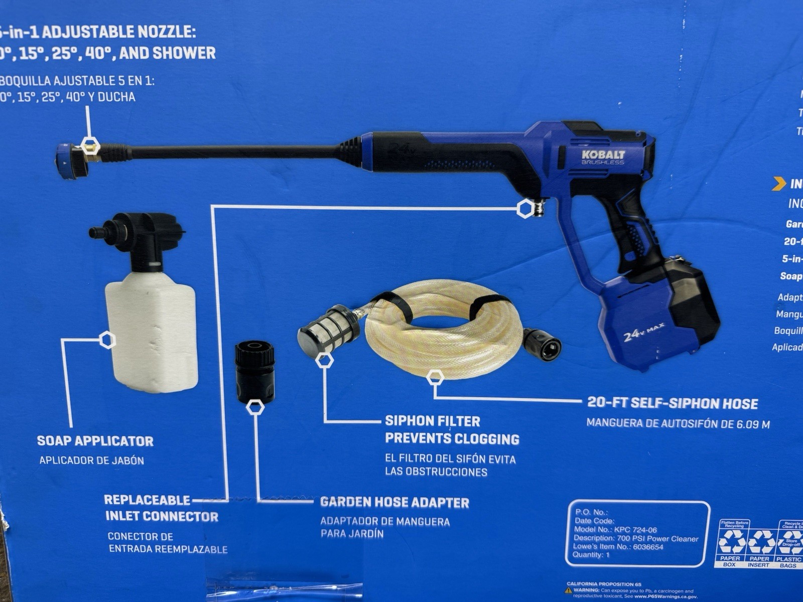 NEW Kobalt 700-PSI Cold Water Battery Outdoor power cleaner 0.8-GPM -Tools Only