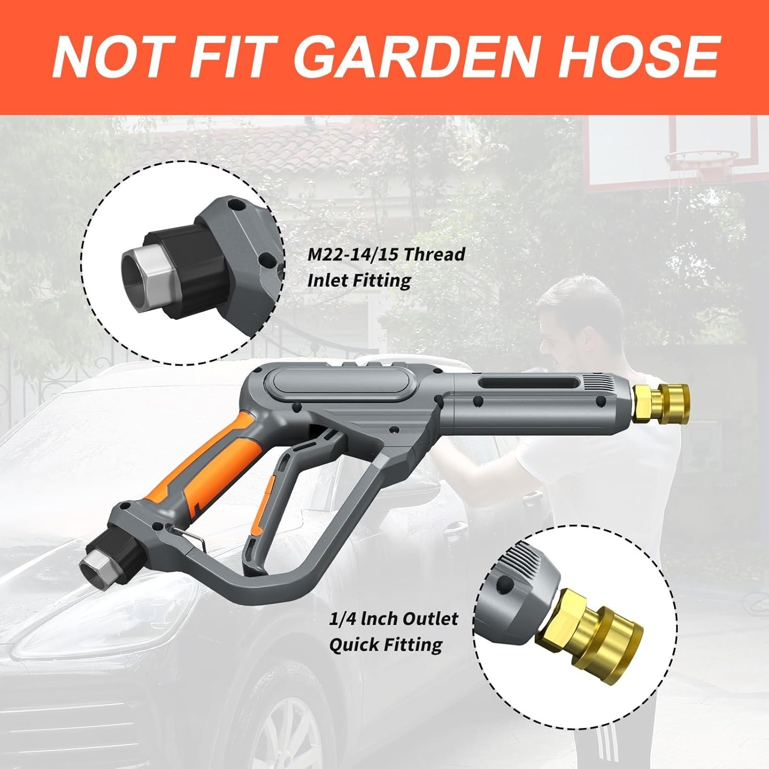 50FT Power Washer Hose with Flexible Extension Wand & 3600 PSI Gun for Easy Use