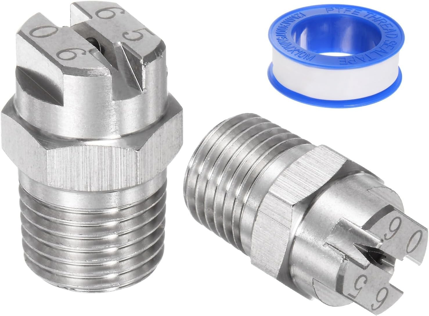 2-Pack Flat Fan Spray Tip 65 Degree 1/4BSPT Male Stainless Steel Pressure