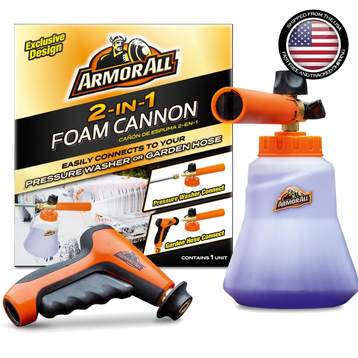 Car Wash Foam Cannon Kit 40 Oz 2-in-1 Foam Applicator Garden Hose Adapter