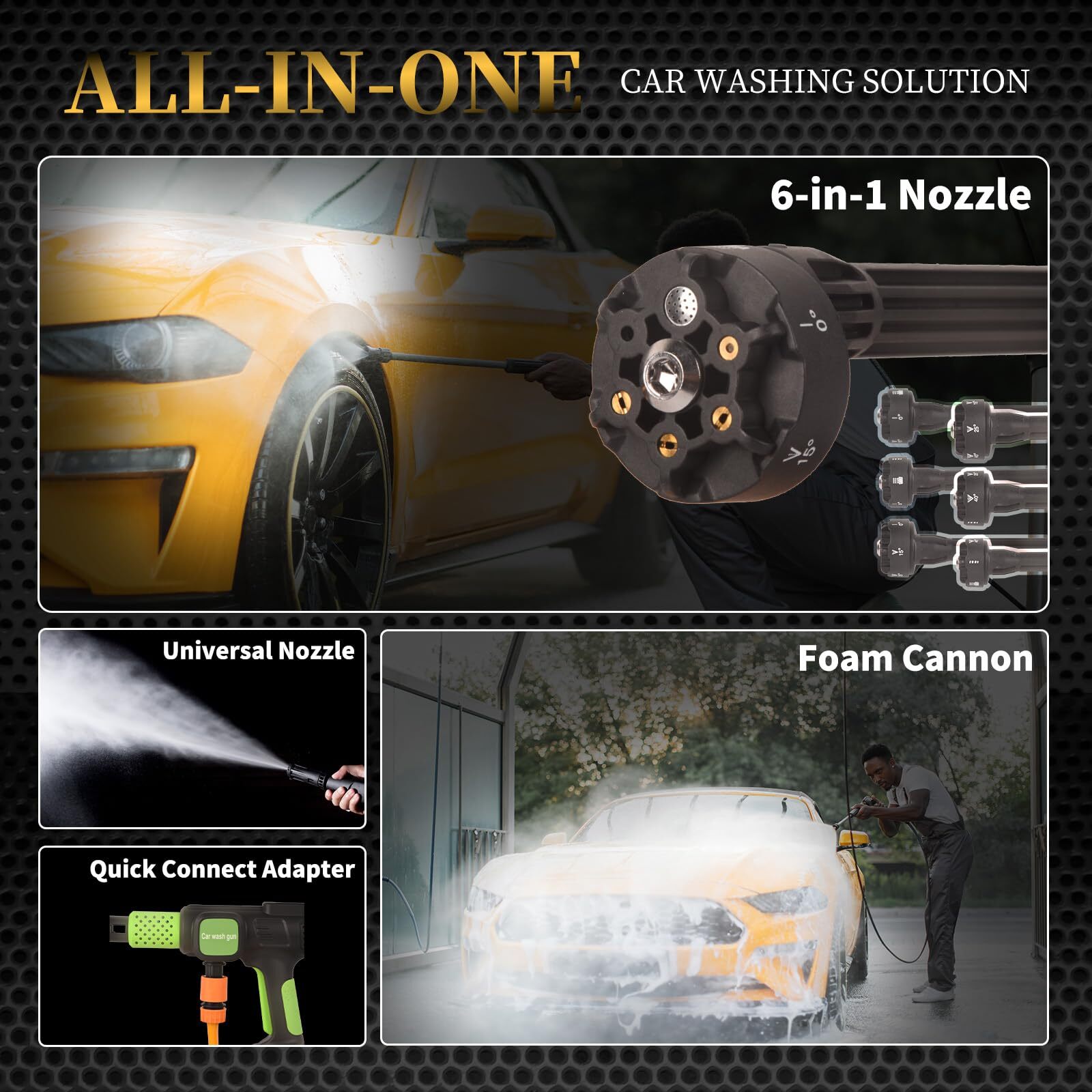 Cordless Pressure Washer 652PSI Power Cleaner with 4-Speed 6-in-1 Nozzle