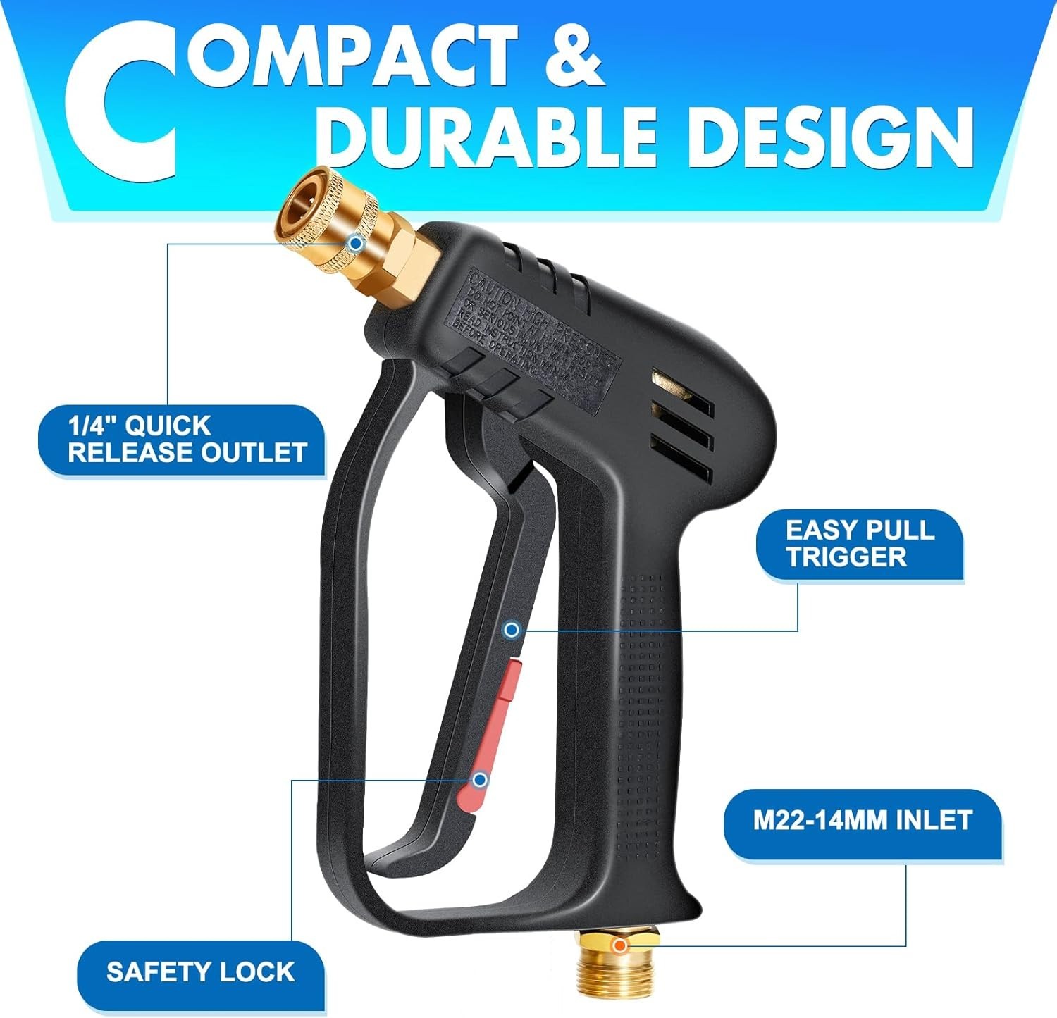 TOOLCY Pressure Washer Gun 4000 psi, Spray Tip Set, Fitting