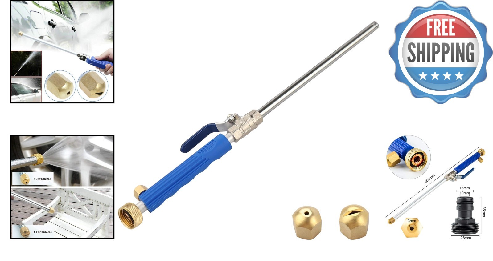 High Pressure Cleaning Wand – Efficient 18-Inch Tool with Brass Nozzle Fittings