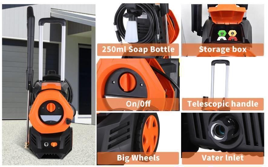 Electric High Pressure Washer 4500PSI Power Washer with Telescopic Handle Orange