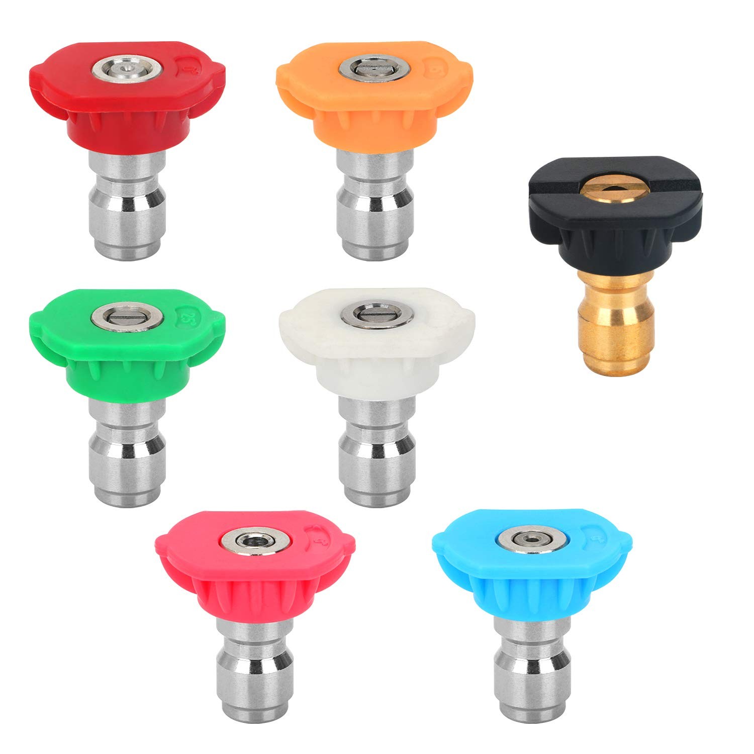 Pressure Washer Nozzle Set 7 Pack 1/4 Connect 2.5 GPM 4500 PSI Rated Kit