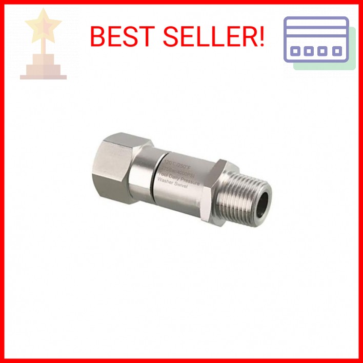 Tool Daily Pressure Washer Swivel, 3/8 Inch NPT-M Male Thread, 4000 PSI