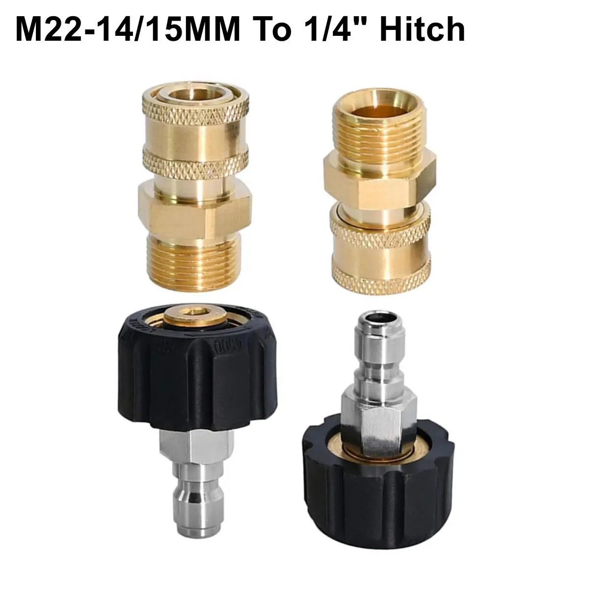 Pressure Washer Adapter Set Swivel M22 14mm to 1/4 Quick Connect Hoses