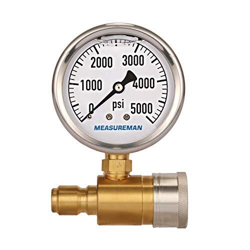 21/2″ Pressure Washer Pressure Gauge Kit 3/8 Inch Quick Connect 05000 Psi Glycer