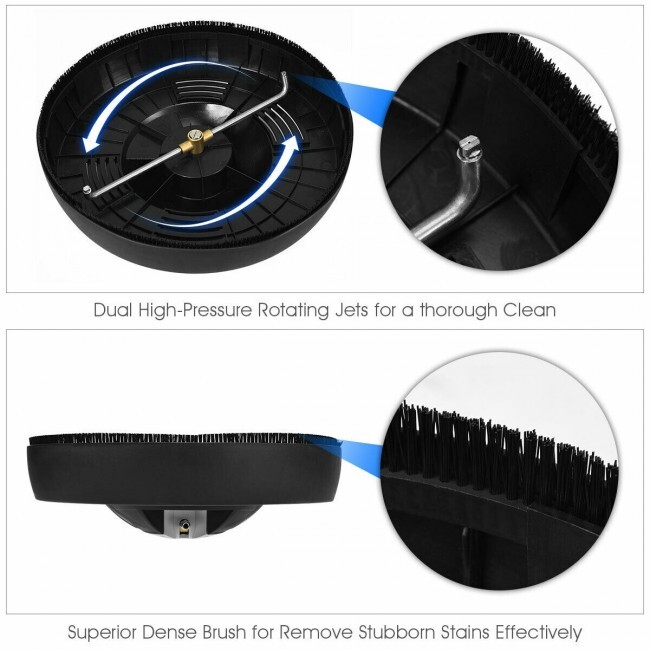 Costway Utility Surface Cleaner Pressure Washer Attachment 3000 PSI 16-Inch Head