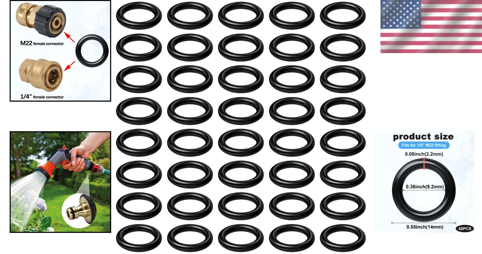 Durable 40 Count O-Ring Kit for Pressure Washers and Garden Hoses – Black Rubber