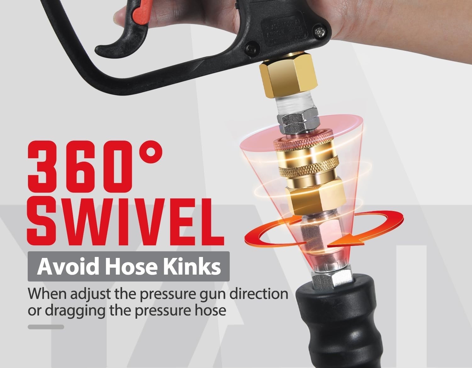 3/8″ ID Pressure Washer Hose 50 FT, 4000 PSI, Kink-Resistant 3/8Inch Swivel Q…