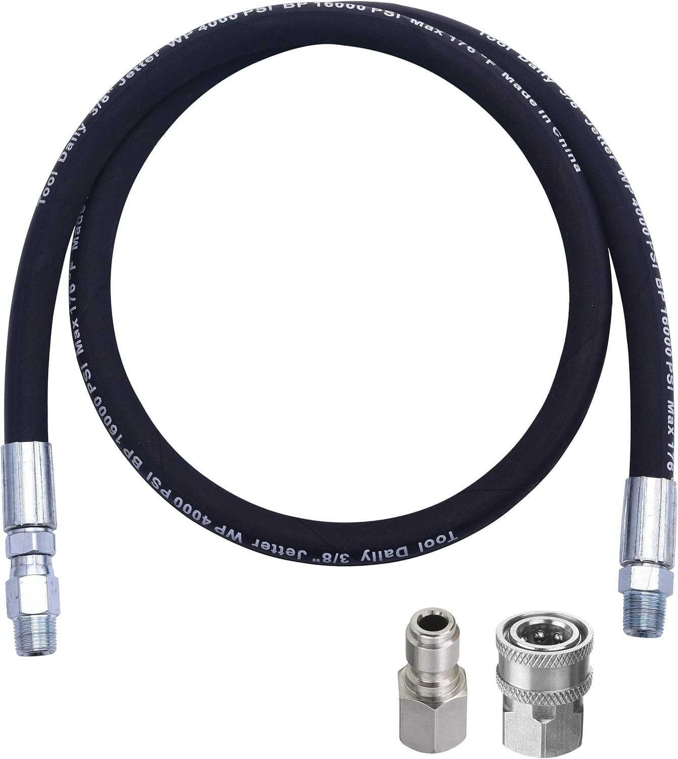 Pressure Washer Whip Hose 4 FT Steel Wire Braid Swivel Connector for Pressure