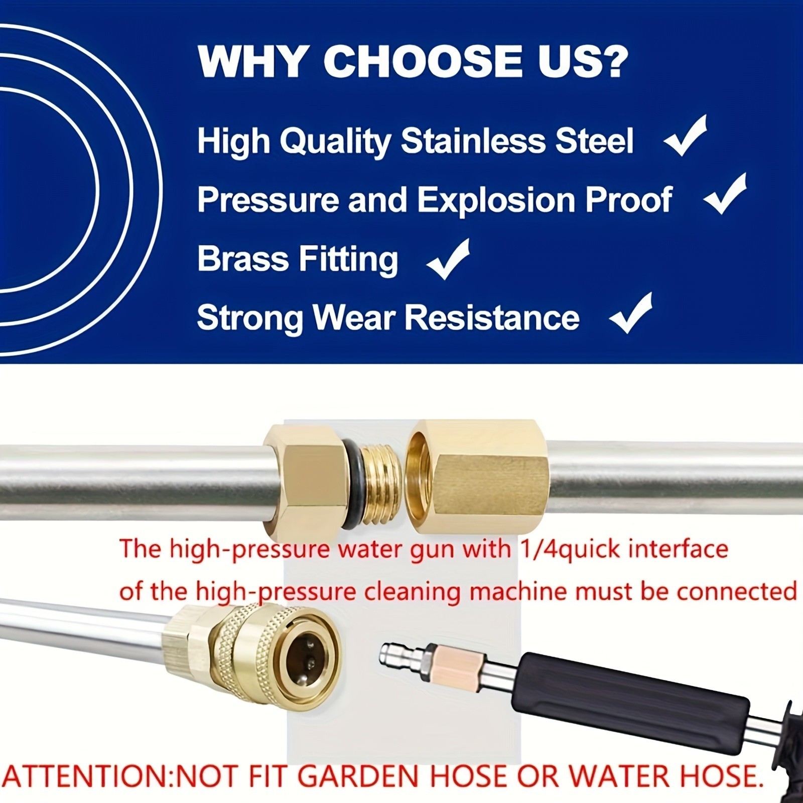 High Pressure Washer Wand Kit – Multi-Use for Roof, Car & Gutter Cleaning