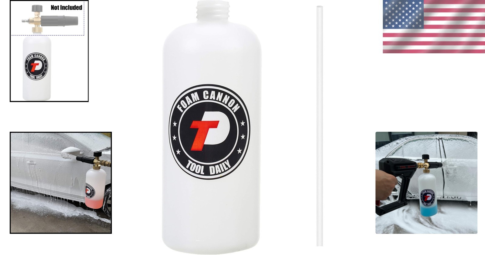 1L Foam Cannon Replacement Bottle with Straw – Ideal for Car Wash & Detailing